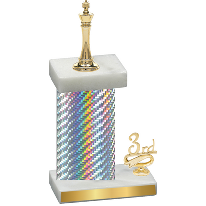 Accented Single Silver Carbon Fiber Third Place Chess Trophy