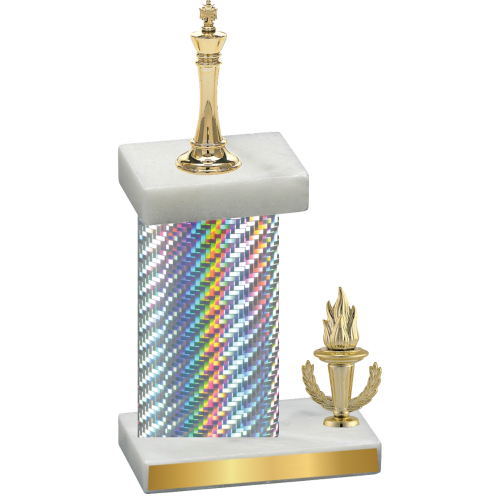 Accented Single Silver Carbon Fiber Victory Chess Trophy