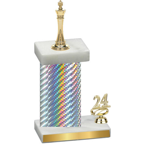 Accented Single Silver Carbon Fiber Year Chess Trophy