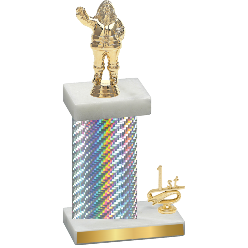 Accented Single Silver Carbon Fiber First Place Holiday Trophy