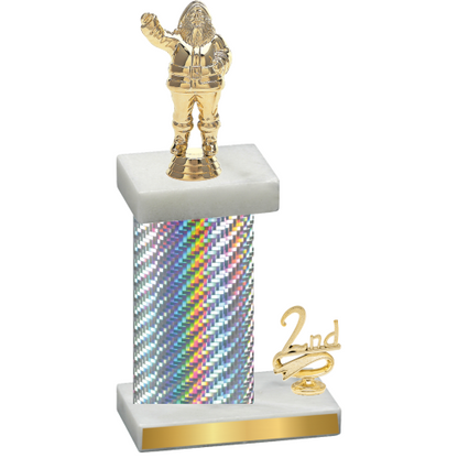 Accented Single Silver Carbon Fiber Second Place Holiday Trophy