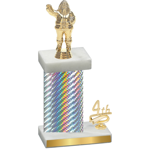 Accented Single Silver Carbon Fiber Fourth Place Holiday Trophy