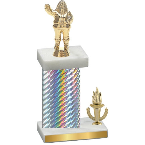 Accented Single Silver Carbon Fiber Victory Holiday Trophy