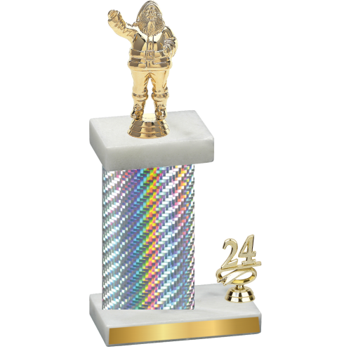 Accented Single Silver Carbon Fiber Year Holiday Trophy