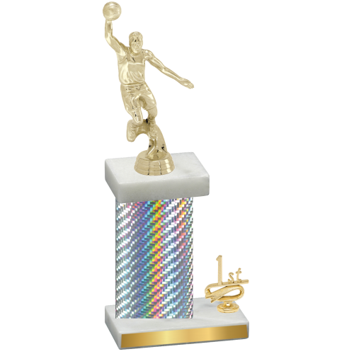 Accented Single Silver Carbon Fiber First Place Basketball Trophy