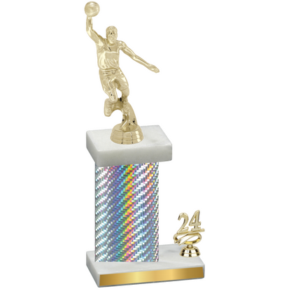 Accented Single Silver Carbon Fiber Year Basketball Trophy