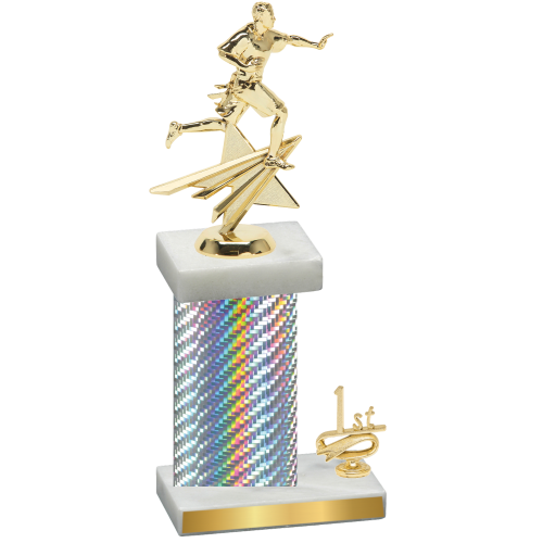 Accented Single Silver Carbon Fiber First Place Flag Football Trophy