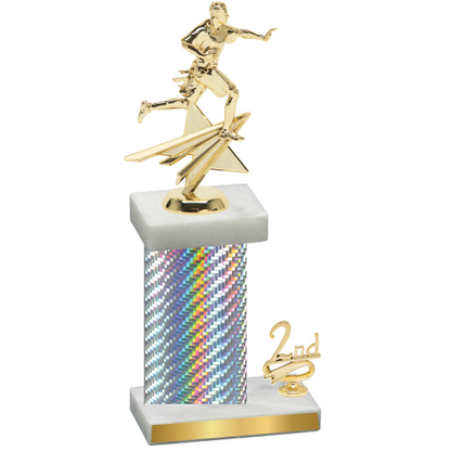 Accented Single Silver Carbon Fiber Second Place Flag Football Trophy