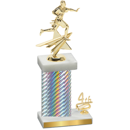 Accented Single Silver Carbon Fiber Fourth Place Flag Football Trophy