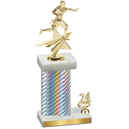 Accented Single Silver Carbon Fiber Year Flag Football Trophy