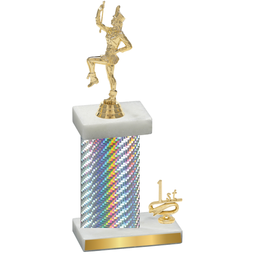 Accented Single Silver Carbon Fiber First Place Majorette Trophy