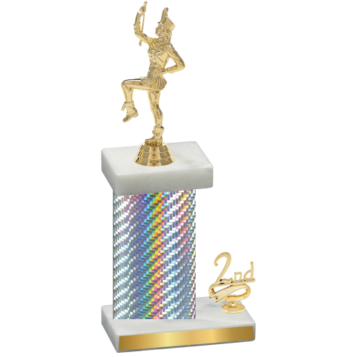 Accented Single Silver Carbon Fiber Second Place Majorette Trophy