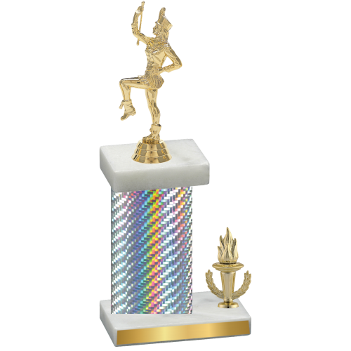 Accented Single Silver Carbon Fiber Victory Majorette Trophy