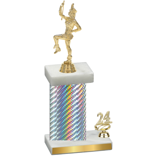 Accented Single Silver Carbon Fiber Year Majorette Trophy