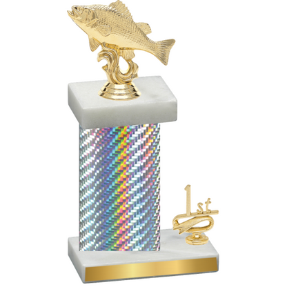 Accented Single Silver Carbon Fiber First Place Fishing Trophy