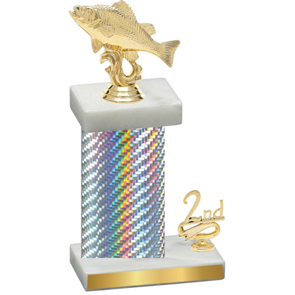 Accented Single Silver Carbon Fiber Second Place Fishing Trophy