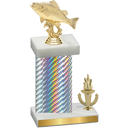 Accented Single Silver Carbon Fiber Victory Fishing Trophy