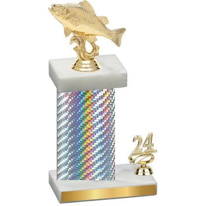 Accented Single Silver Carbon Fiber Year Fishing Trophy