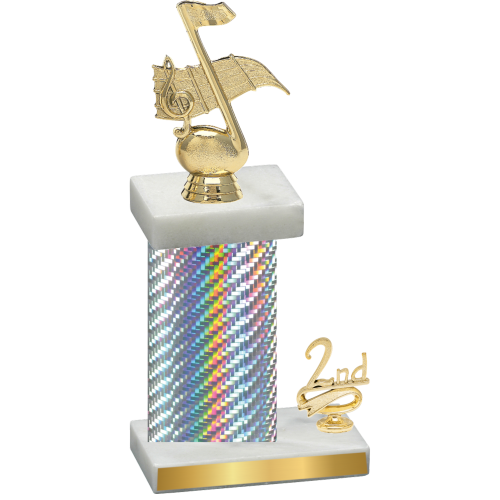 Accented Single Silver Carbon Fiber Second Place Music Trophy