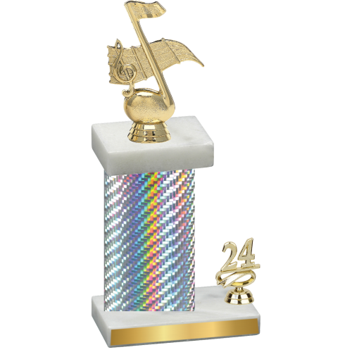 Accented Single Silver Carbon Fiber Year Music Trophy