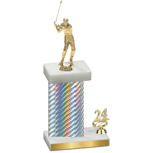 Accented Single Silver Carbon Fiber Year Golf Trophy