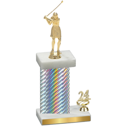 Accented Single Silver Carbon Fiber Year Golf Trophy