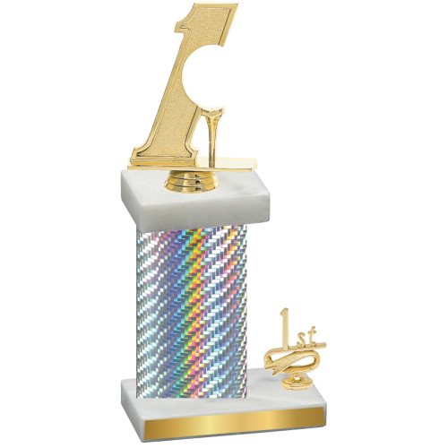 Accented Single Silver Carbon Fiber First Place Golf Trophy