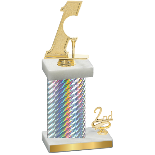 Accented Single Silver Carbon Fiber Second Place Golf Trophy