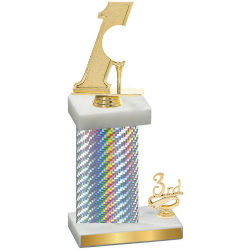 Accented Single Silver Carbon Fiber Third Place Golf Trophy