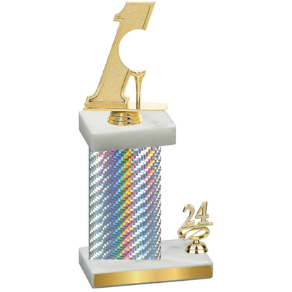 Accented Single Silver Carbon Fiber Year Golf Trophy