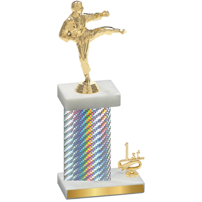 Accented Single Silver Carbon Fiber First Place Karate Trophy