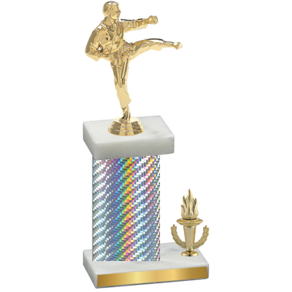 Accented Single Silver Carbon Fiber Victory Karate Trophy