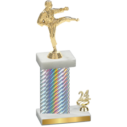 Accented Single Silver Carbon Fiber Year Karate Trophy