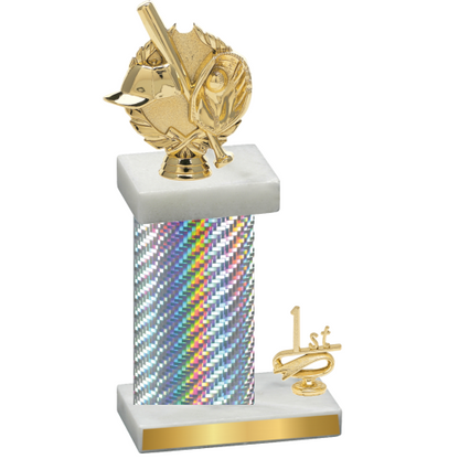 Accented Single Silver Carbon Fiber First Place Baseball Trophy