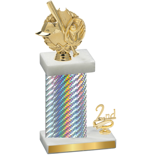 Accented Single Silver Carbon Fiber Second Place Baseball Trophy
