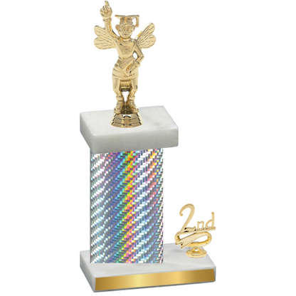 Accented Single Silver Carbon Fiber Second Place Academics Trophy