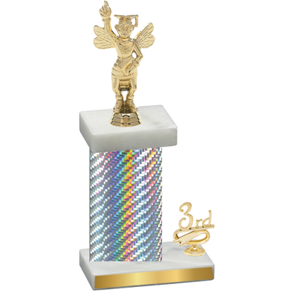 Accented Single Silver Carbon Fiber Third Place Academics Trophy