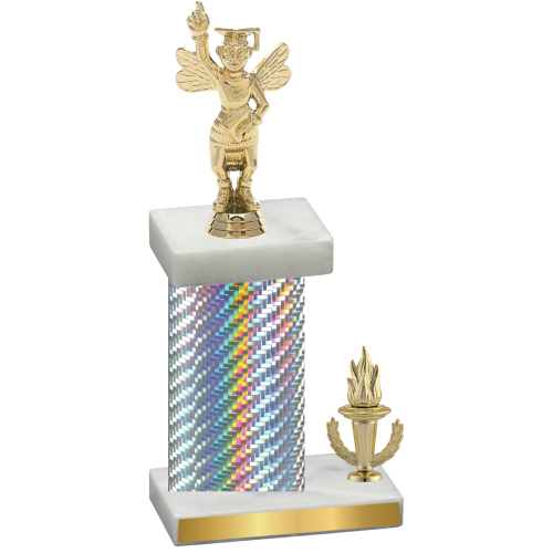 Accented Single Silver Carbon Fiber Victory Academics Trophy