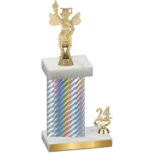 Accented Single Silver Carbon Fiber Year Academics Trophy