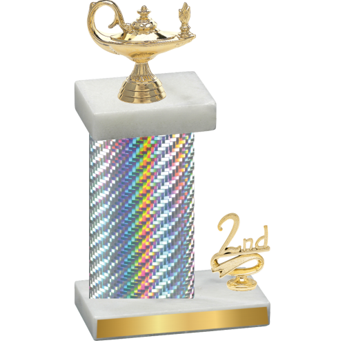 Accented Single Silver Carbon Fiber Second Place Academics Trophy