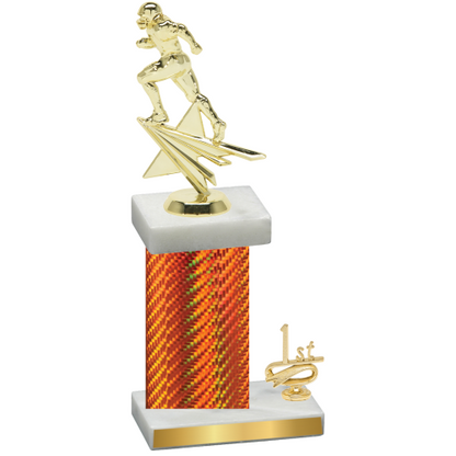 Accented Single Orange Carbon Fiber First Place Football Trophy