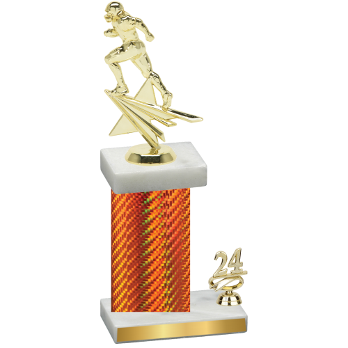 Accented Single Orange Carbon Fiber Year Football Trophy