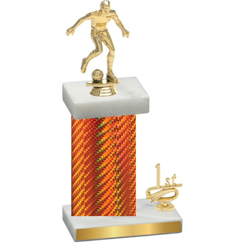 Accented Single Orange Carbon Fiber First Place Soccer Trophy