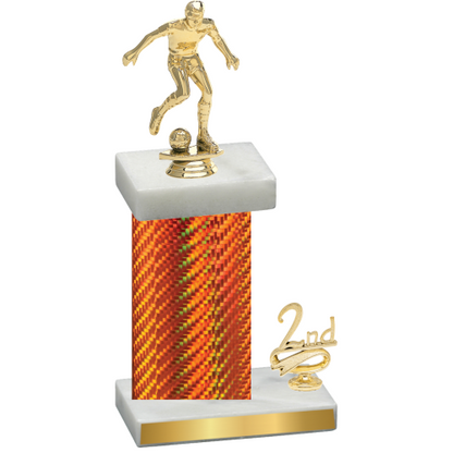 Accented Single Orange Carbon Fiber Second Place Soccer Trophy