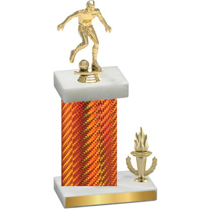 Accented Single Orange Carbon Fiber Victory Soccer Trophy