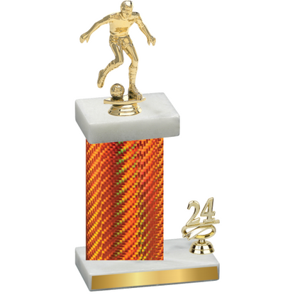 Accented Single Orange Carbon Fiber Year Soccer Trophy