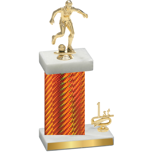 Accented Single Orange Carbon Fiber First Place Soccer Trophy