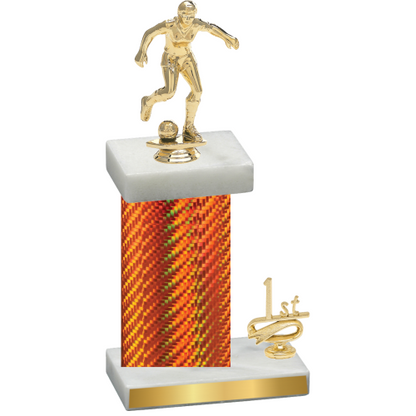 Accented Single Orange Carbon Fiber First Place Soccer Trophy