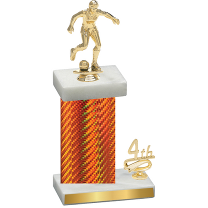 Accented Single Orange Carbon Fiber Fourth Place Soccer Trophy