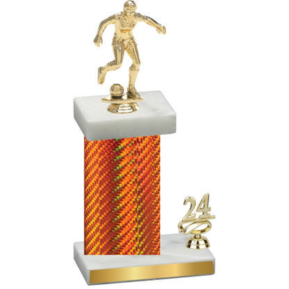 Accented Single Orange Carbon Fiber Year Soccer Trophy